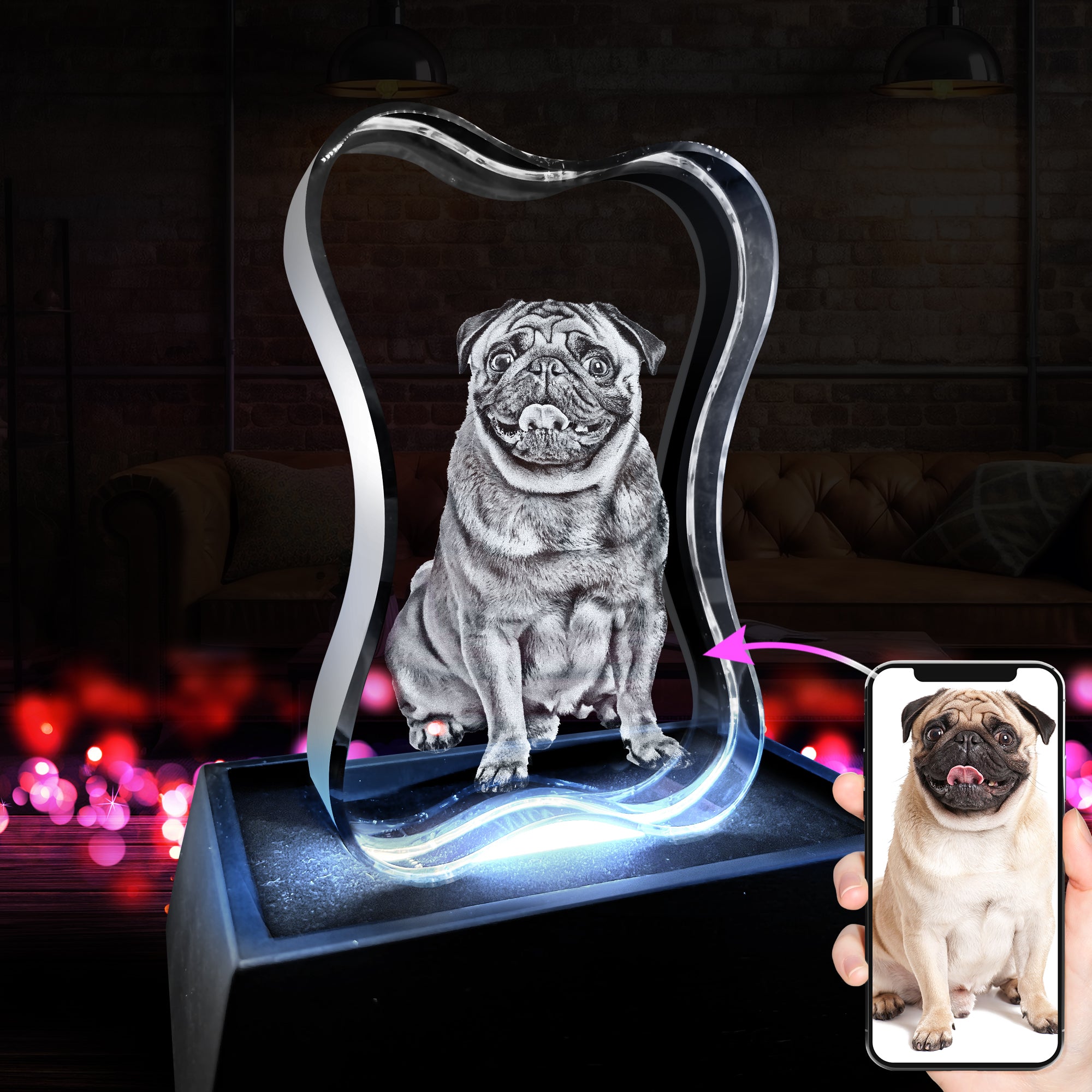 3D Crystal Dog Bone (Vertical) – 3D Photo Gifts - Memories Forever ...