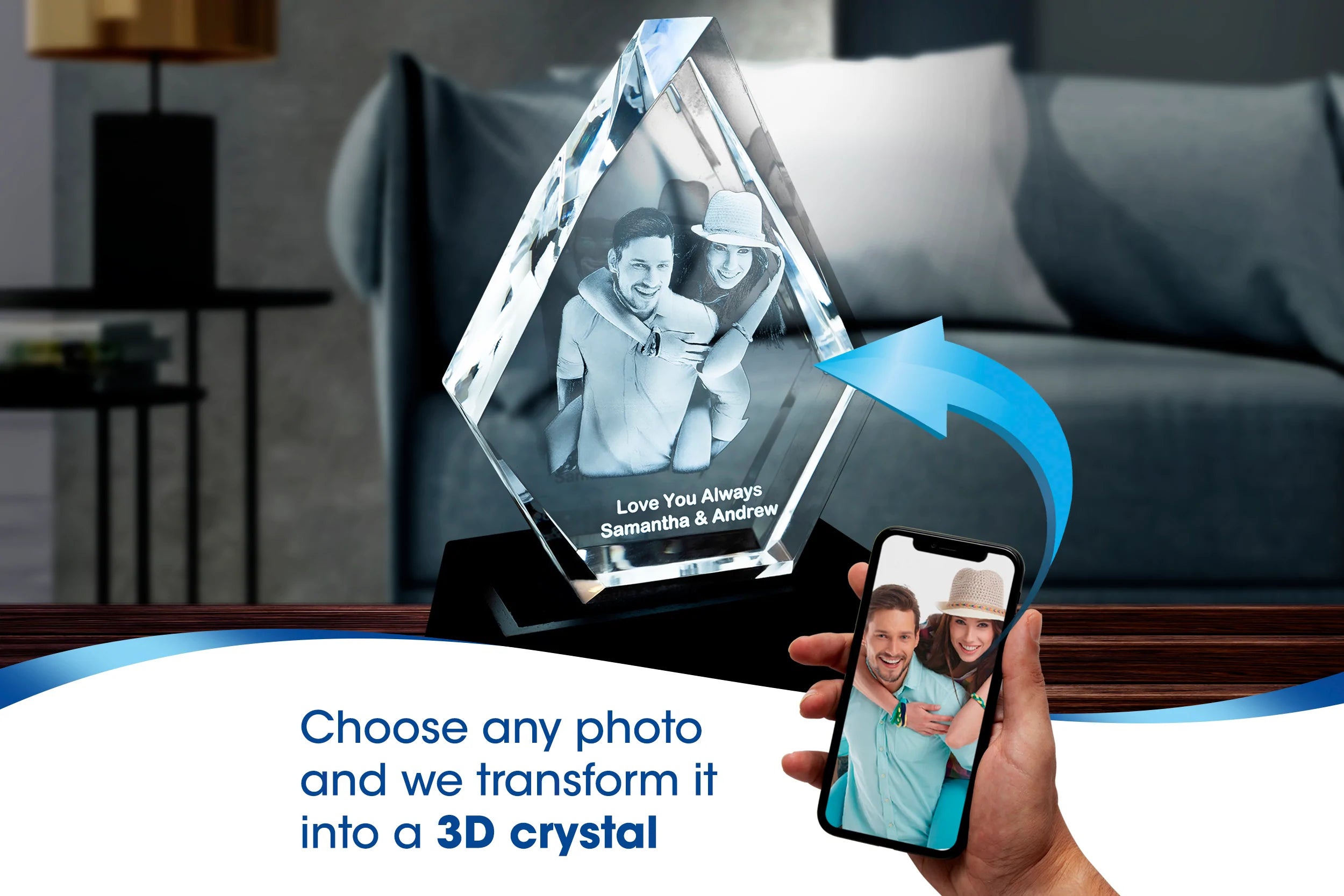 Amazon.com - MASTERPICS 3D 3D Photo Crystal Diamond - Personalized Crystal  Gifts With Your Own Photo. 3D Glass Picture
